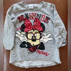 Disney Minnie Mouse Gray Long Sleeve Shirt | Toddler 3T